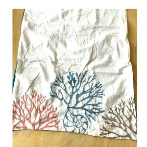 Sea Coral embroidered pillow cover shells Beach 100% cotton guest room 34x19 LG